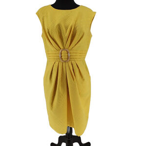 Julian Taylor Yellow Belted Midi Dress